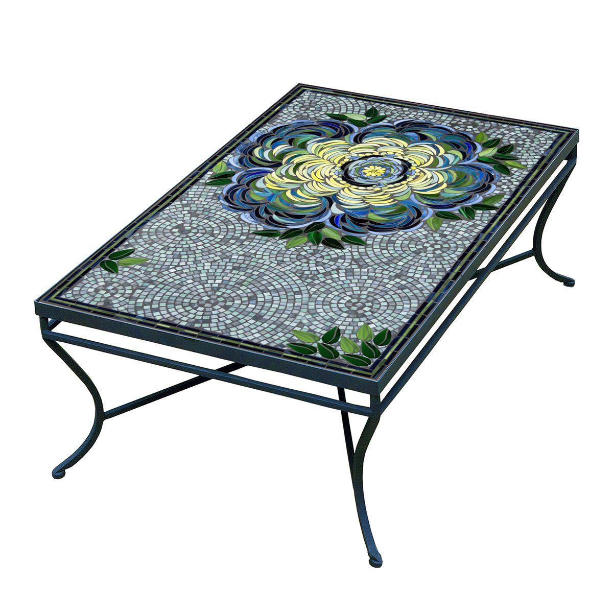 Giovella Mosaic Coffee Table - Rect-Iron Accents