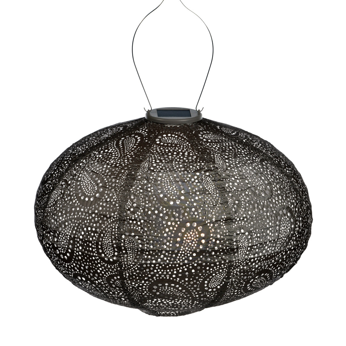 Oval Paisley Lantern, Taupe