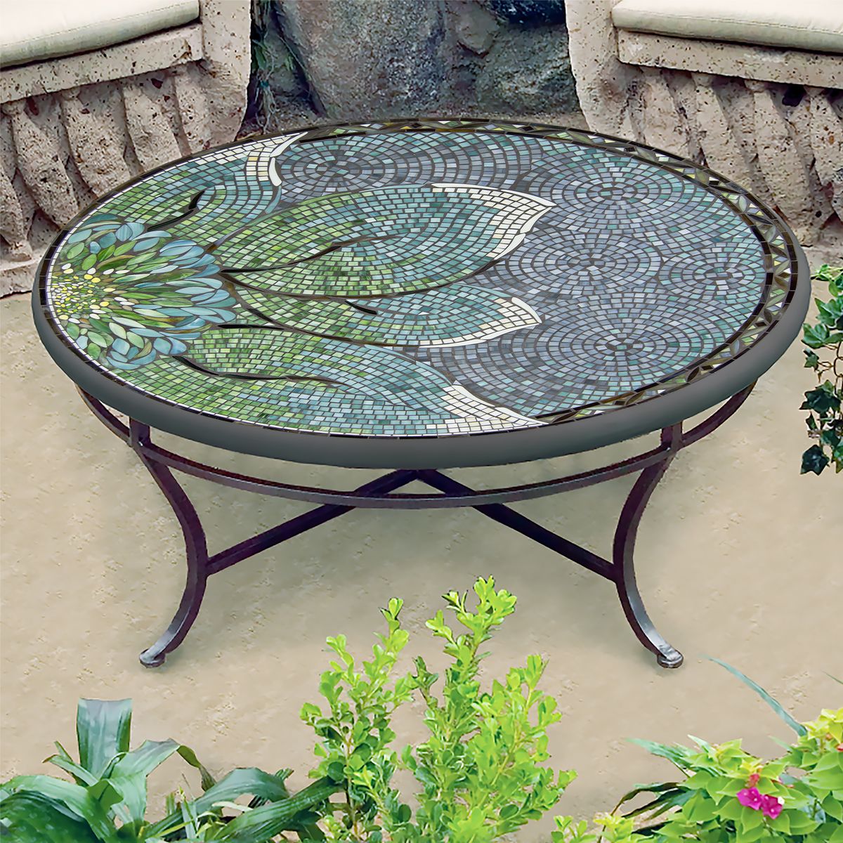 Lovina Mosaic Coffee Table-Iron Accents