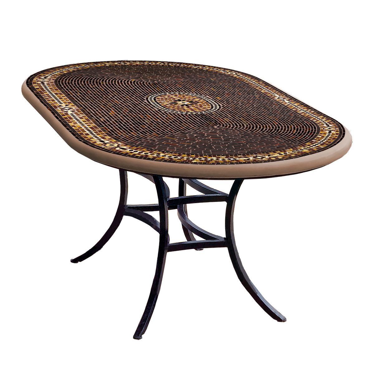 Mahogany Atlas Mosaic Oval Bistro-Iron Accents