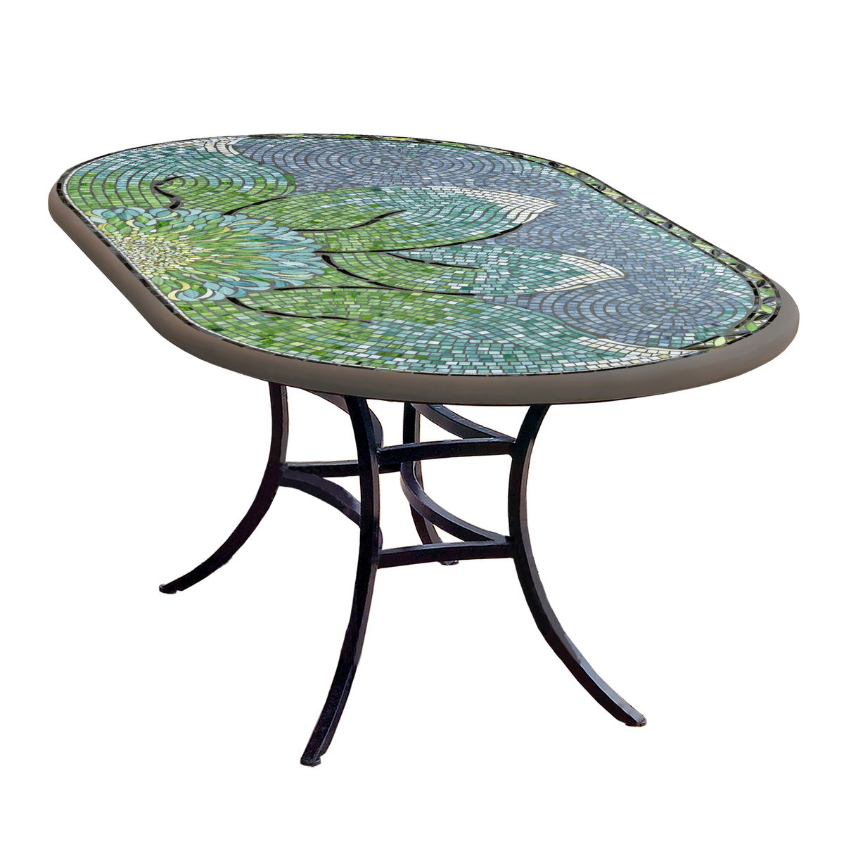 Lovina Mosaic Oval Bistro-Iron Accents