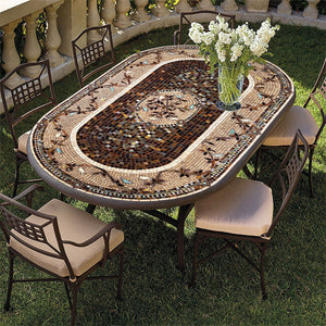 Provence Mosaic Oval Bistro-Iron Accents