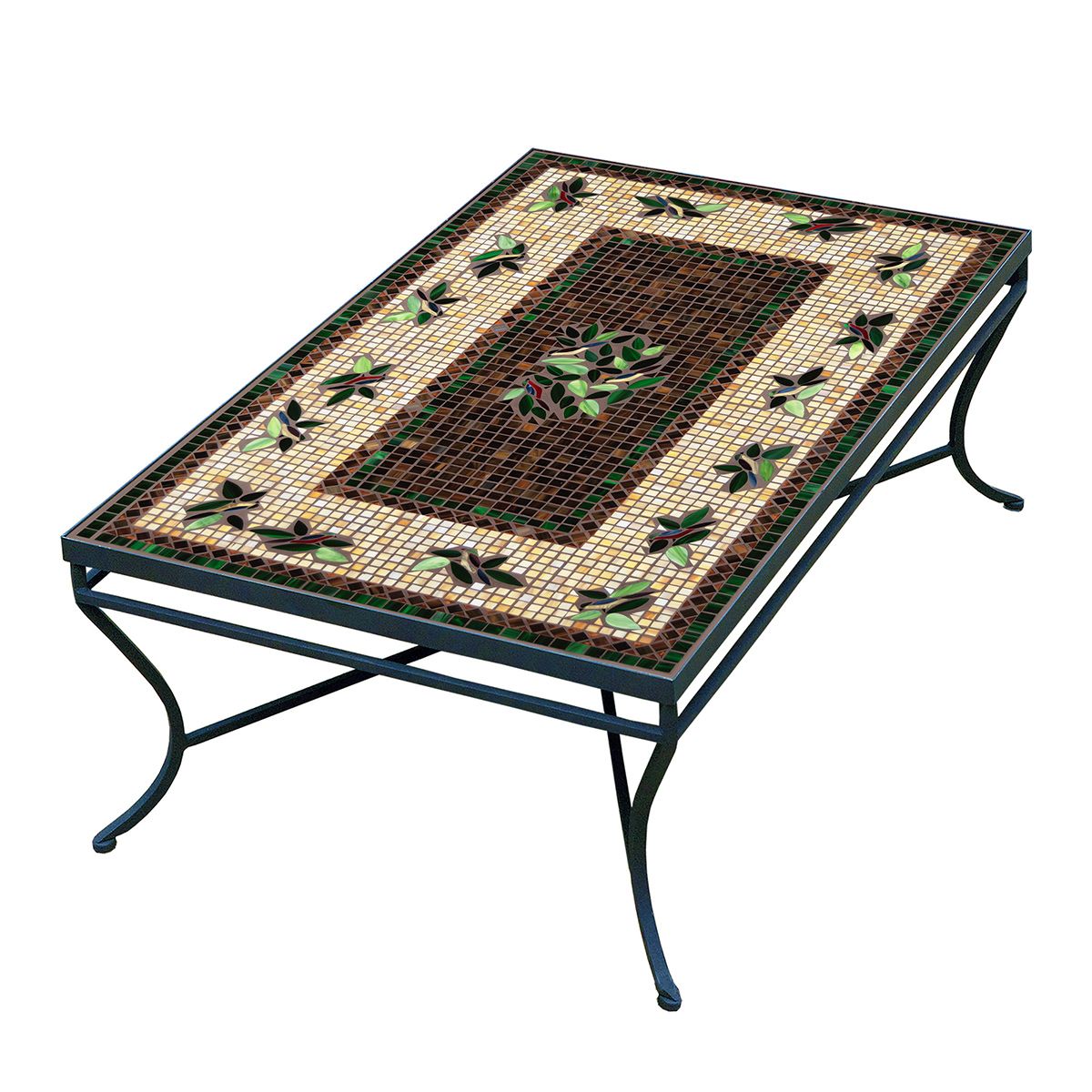 Finch Mosaic Coffee Table - Rect-Iron Accents