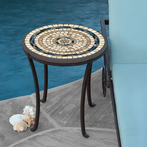 Slate Stone Mosaic Chaise Table-Iron Accents