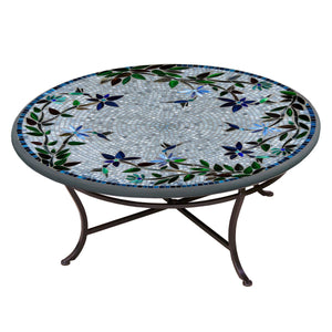 Royal Hummingbird Mosaic Coffee Table-Iron Accents