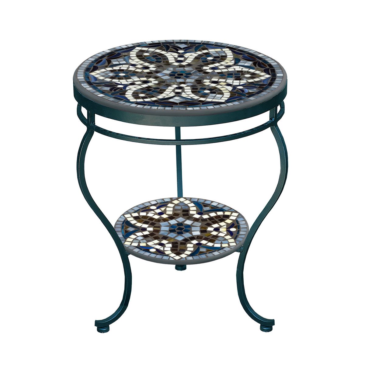 Grigio Mosaic Side Table - Tiered-Iron Accents