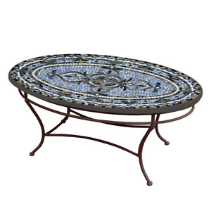 Roma Mosaic Coffee Table - Oval-Iron Accents