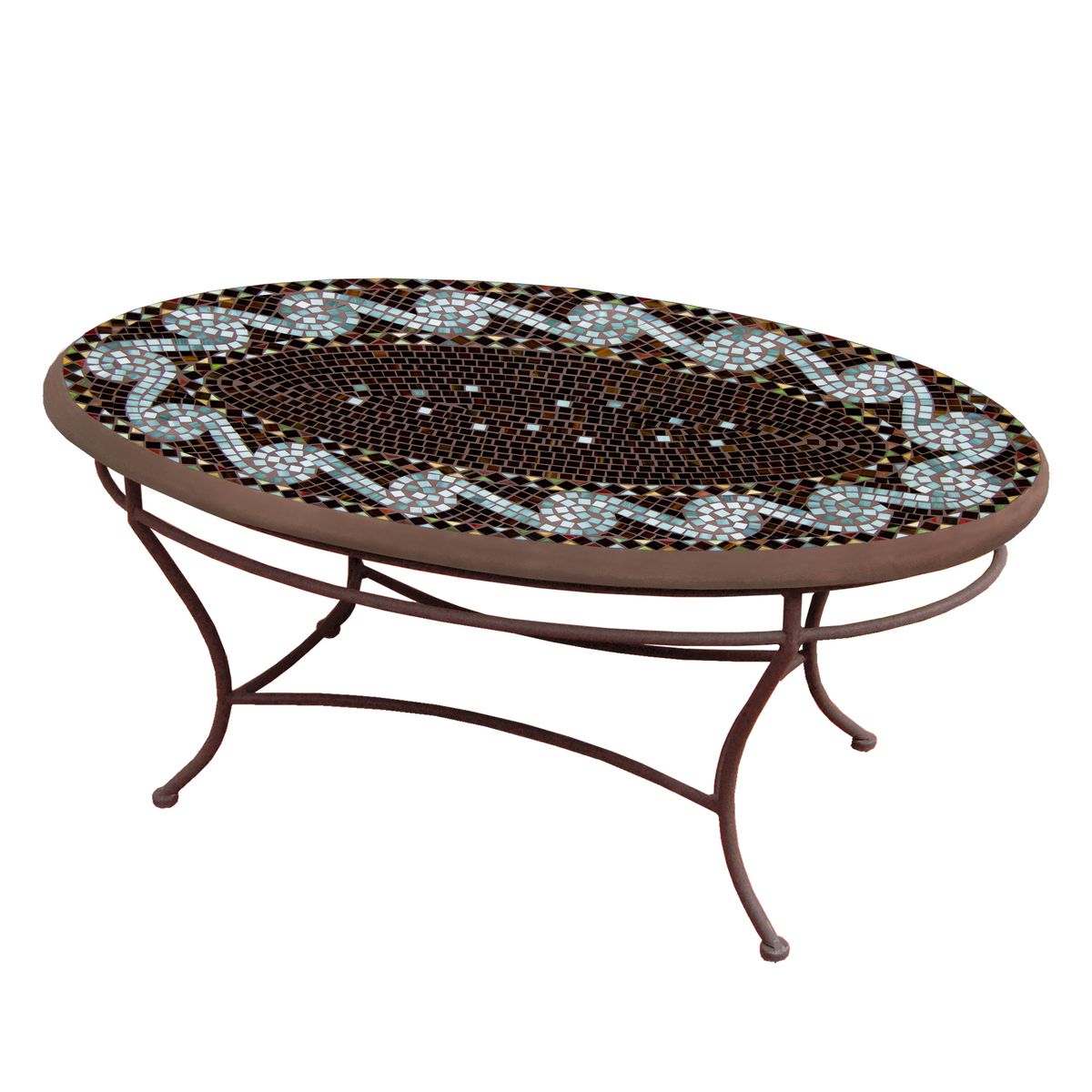 Oasis Mosaic Coffee Table - Oval-Iron Accents
