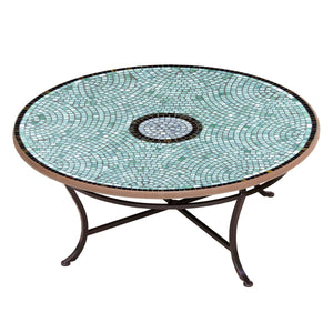 Jade Glass Mosaic Coffee Table - Oval-Iron Accents