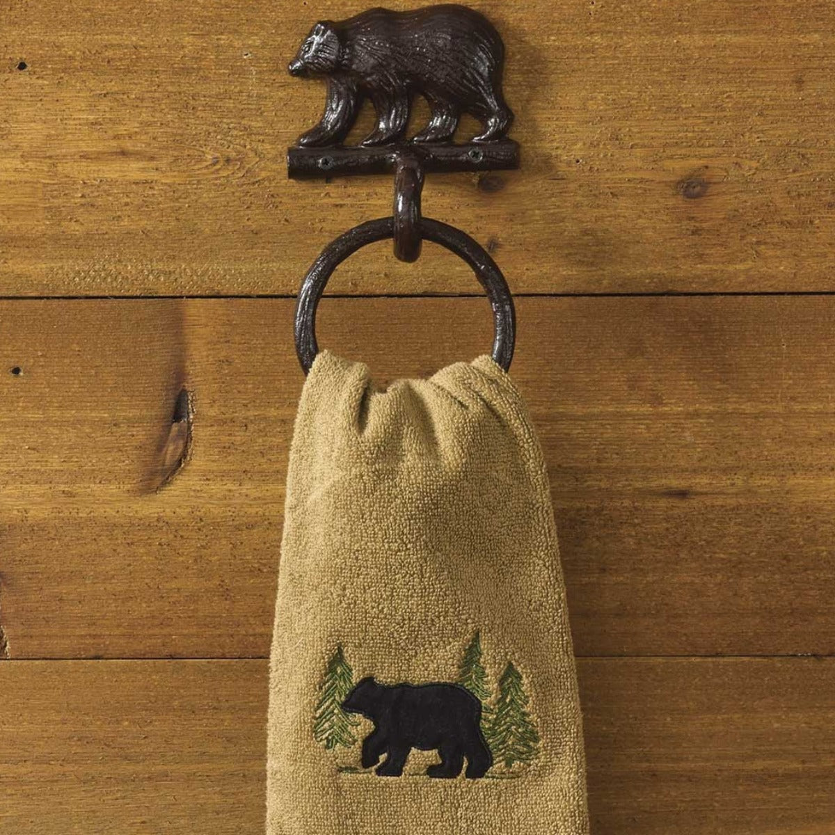 Black Bear Towel Ring