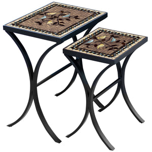 Provence Mosaic Nesting Tables-Iron Accents