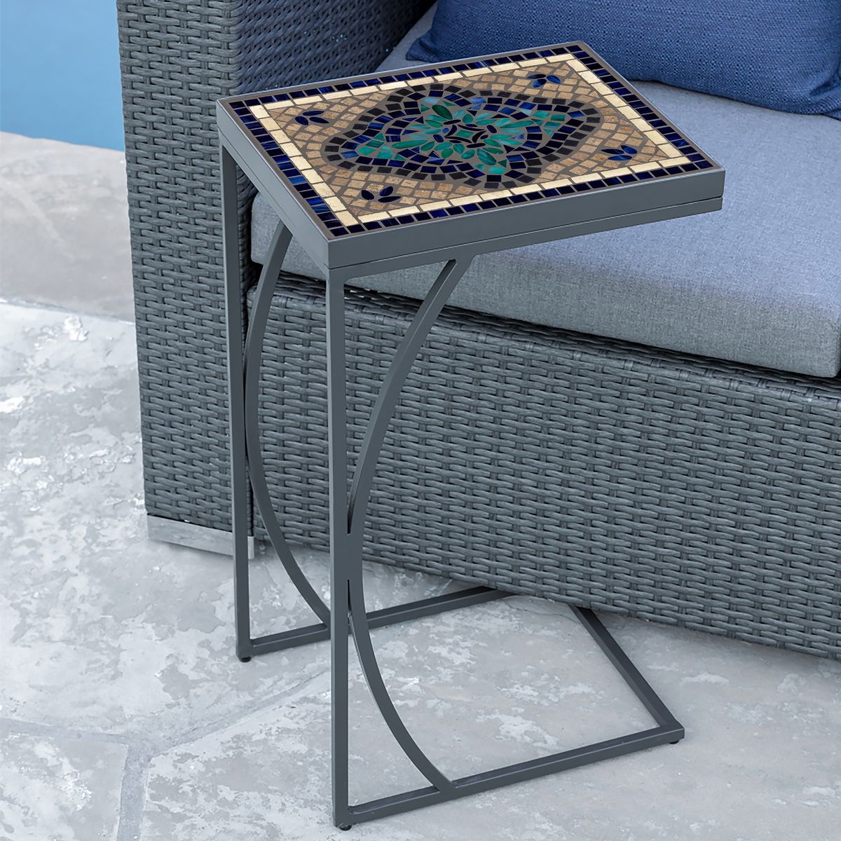 Sardinia Mosaic C-Table-Iron Accents