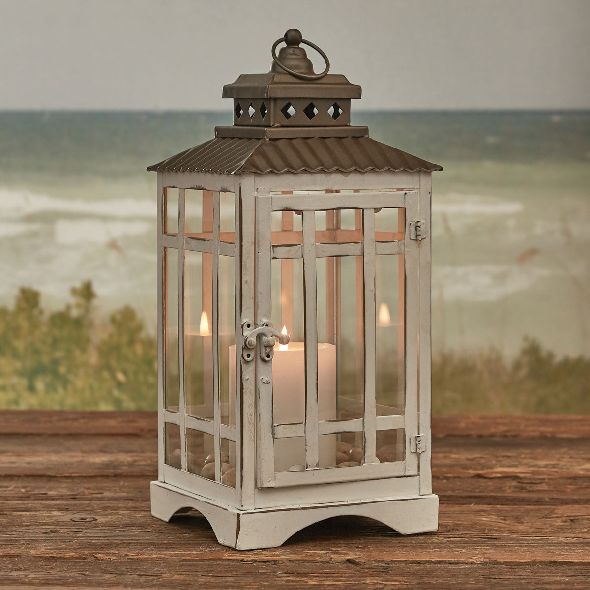 White-Washed Lantern - Large