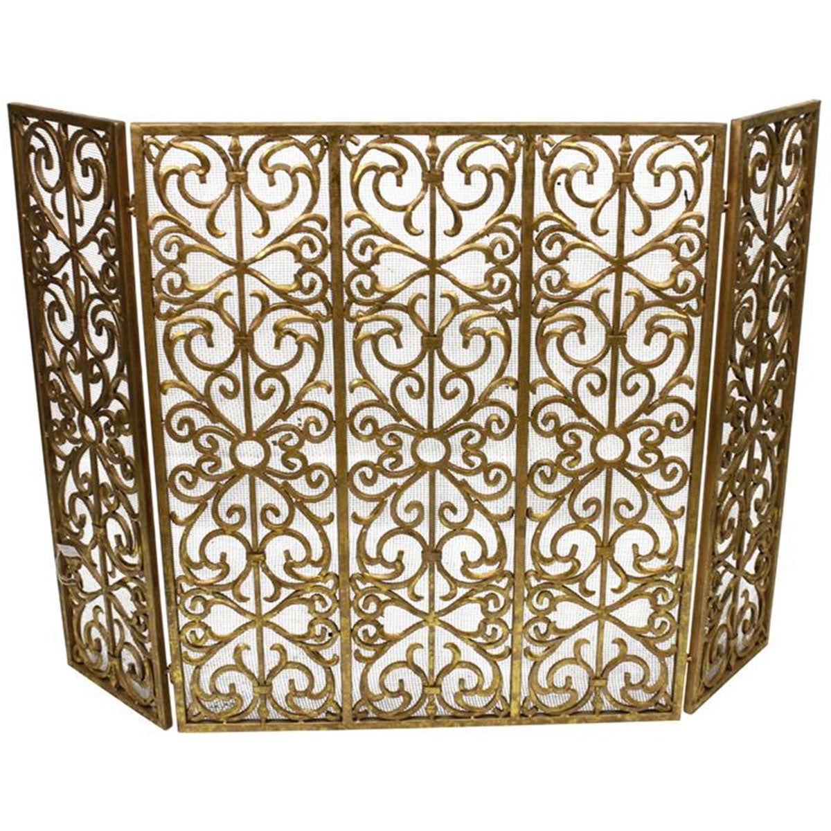 Old World Style Fireplace Screen-Iron Accents