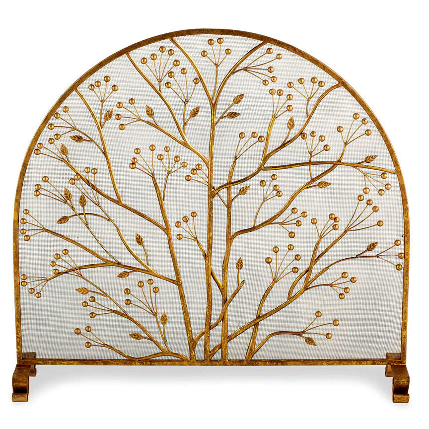 Budding Branch French Screen w/ Mesh-Iron Accents