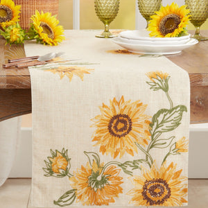 Embroidered Sunflower Runner