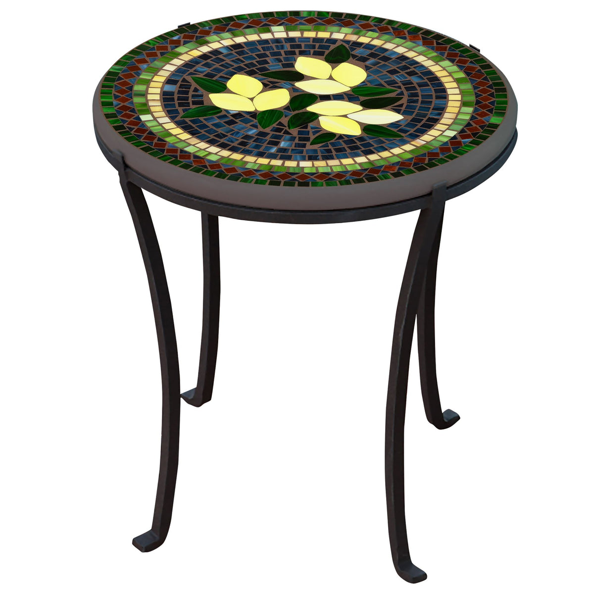 Tuscan Lemons Mosaic Chaise Table-Iron Accents