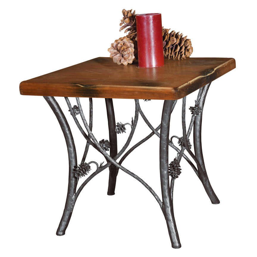 Piney Woods End Table / Base -24x24-Iron Accents