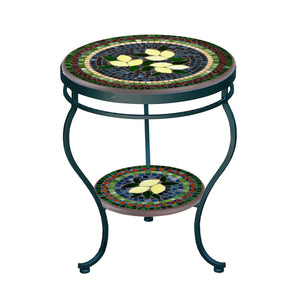 Tuscan Lemons Mosaic Side Table - Tiered-Iron Accents