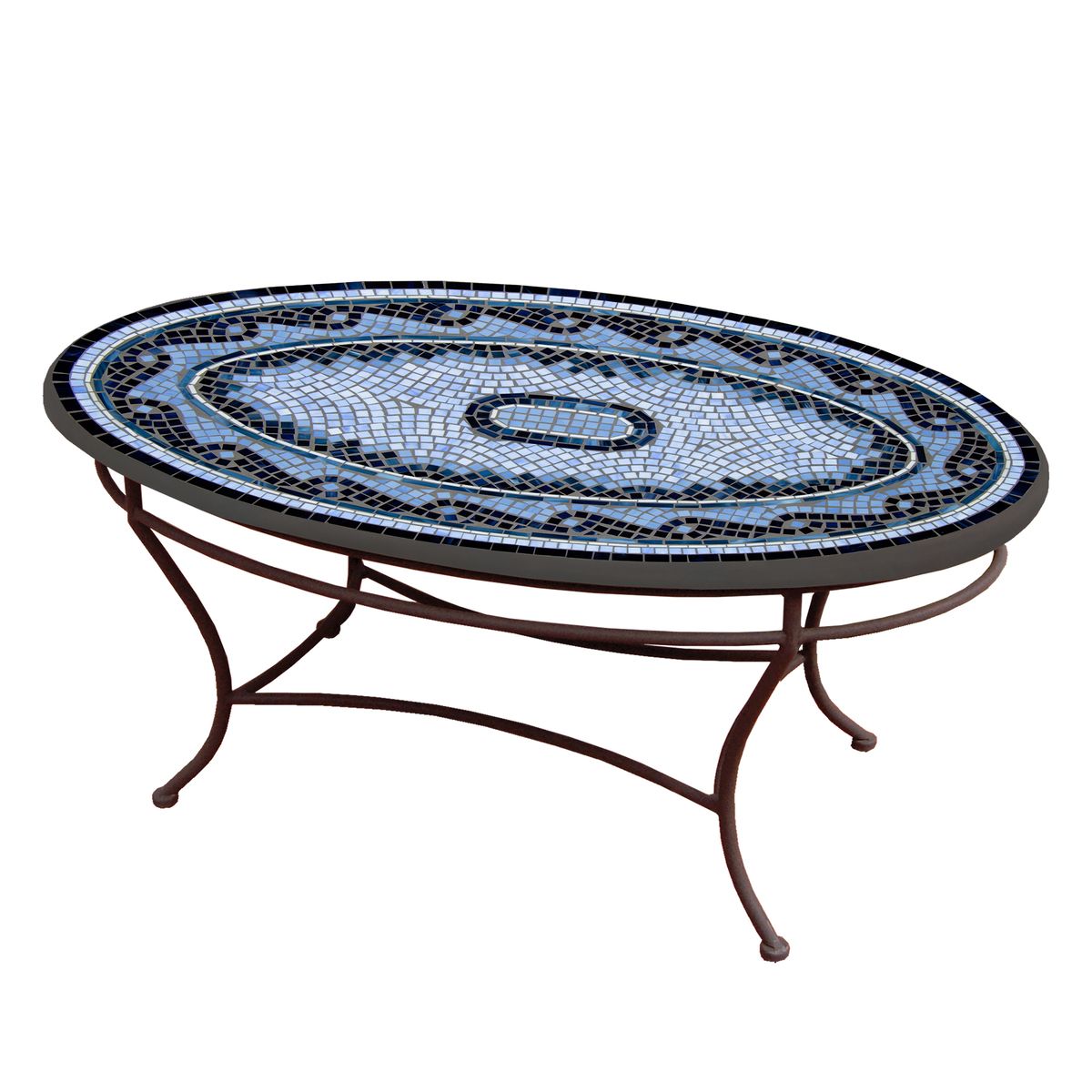 Navagio Mosaic Coffee Table - Oval-Iron Accents