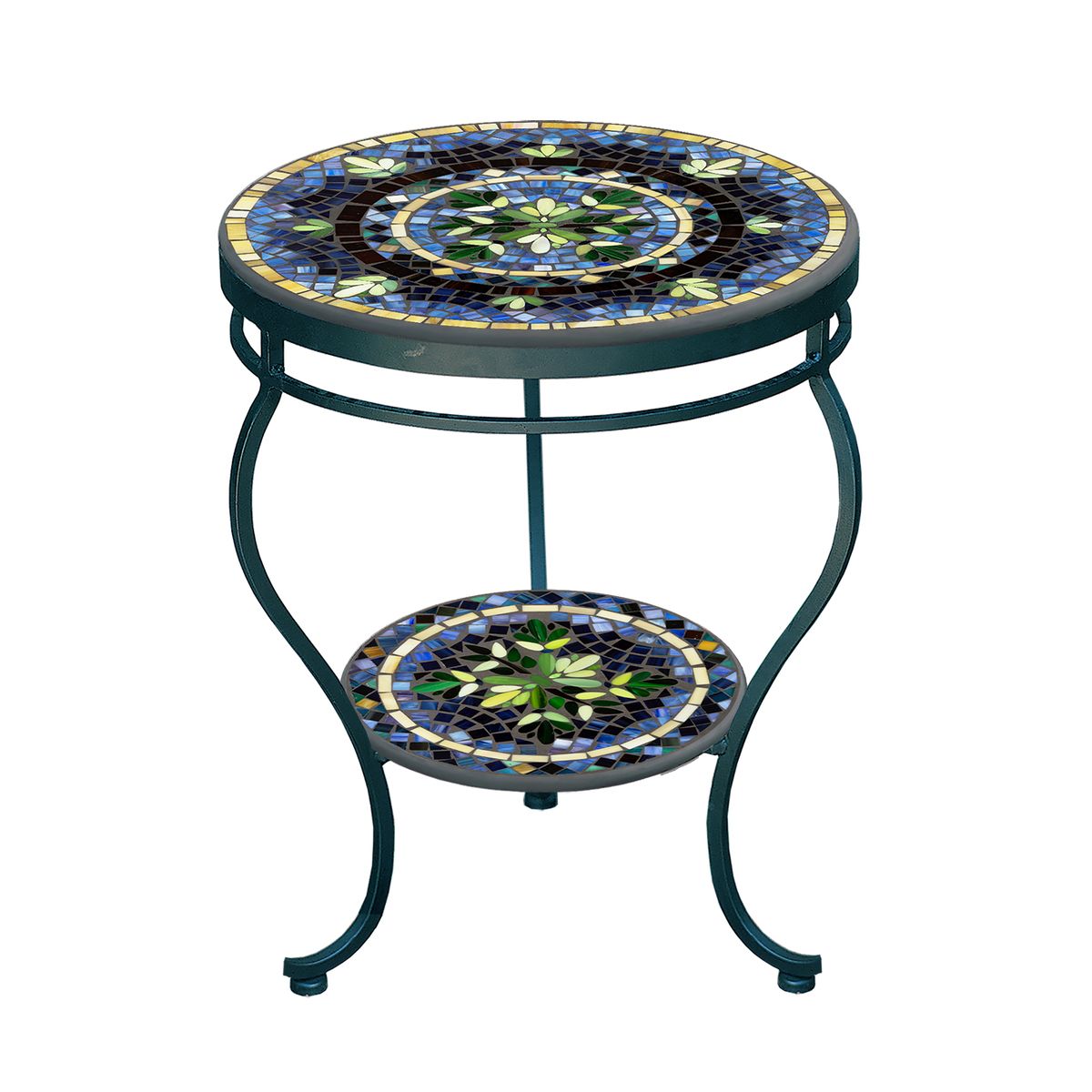 Lake Como Mosaic Side Table - Tiered-Iron Accents
