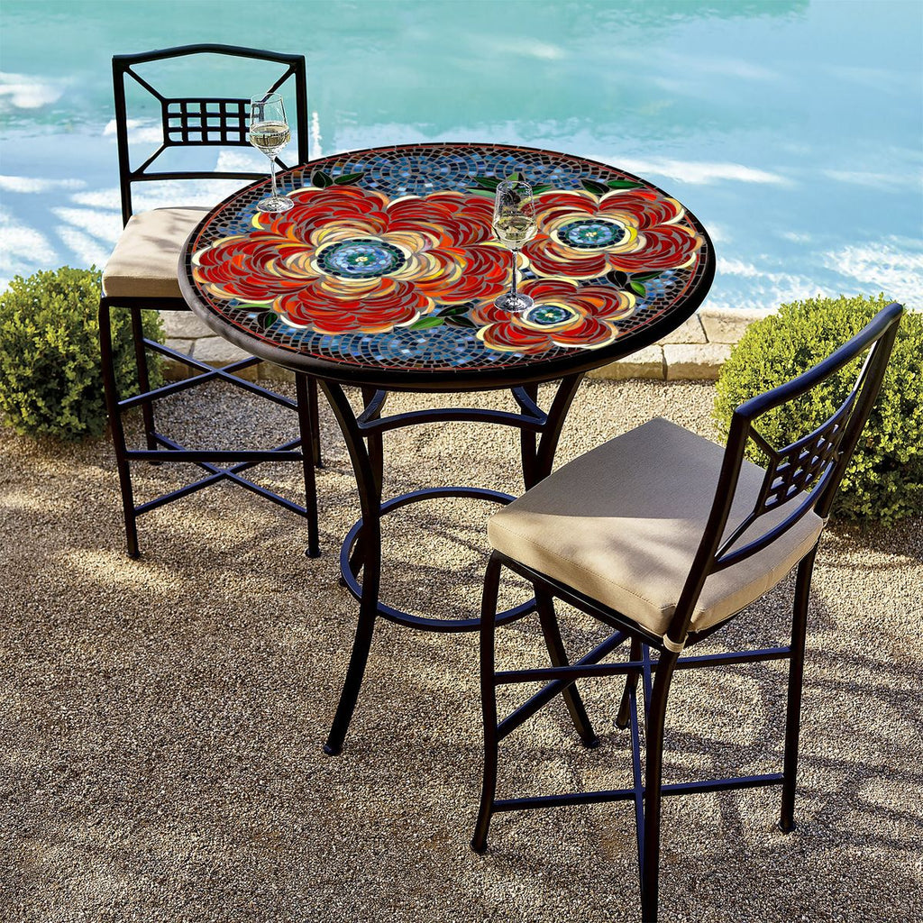 Zinnia Mosaic High Dining Table | Neille Olson Mosaics - Iron Accents