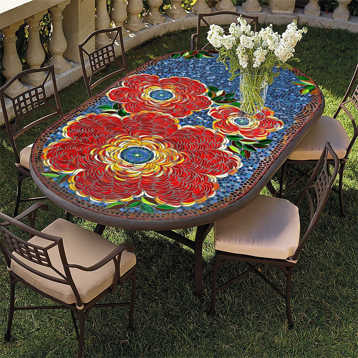 Zinnia Mosaic Oval Bistro-Iron Accents
