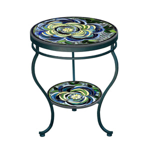 Giovella Mosaic Side Table - Tiered-Iron Accents