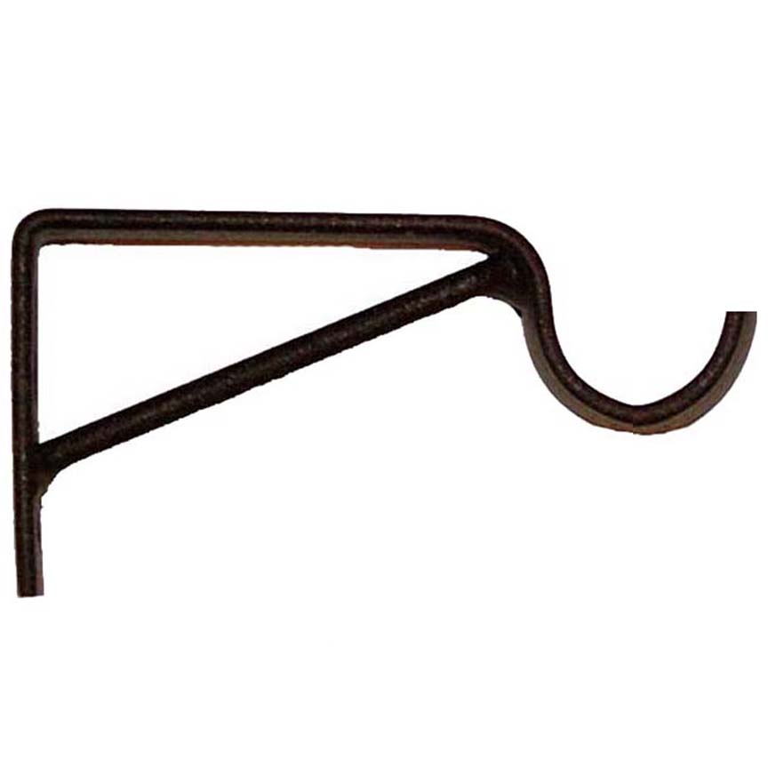 Heavy-duty wrought iron curtain rod bracket with reinforced support arm