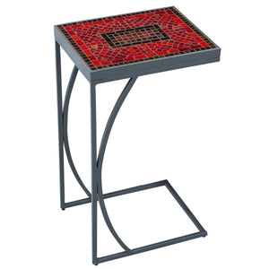 Ruby Glass Mosaic C-Table-Iron Accents