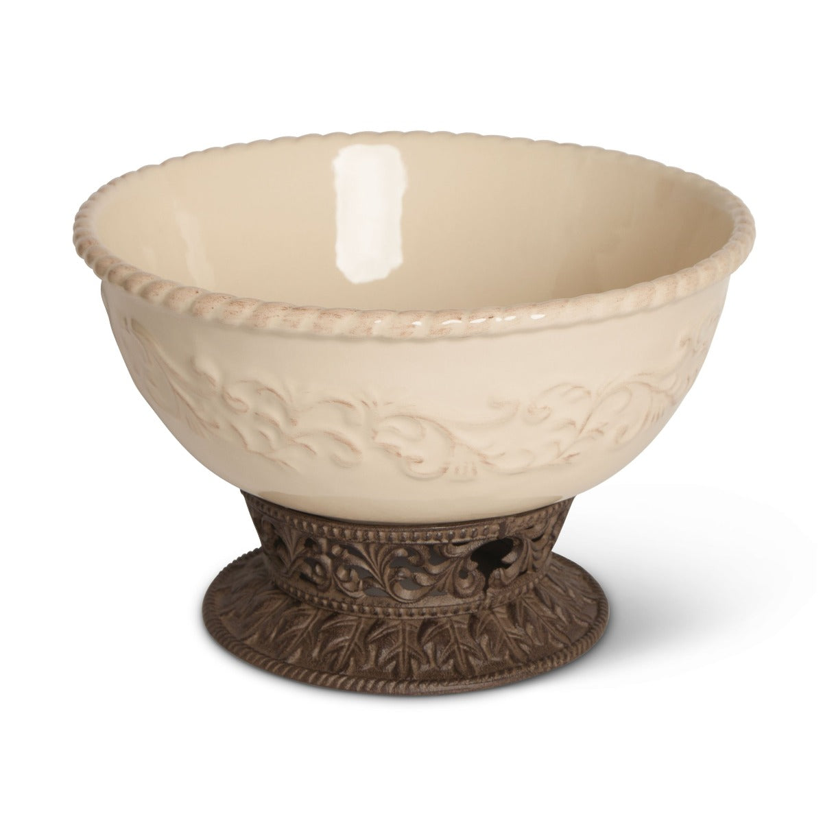 Decorative pedestal serving bowl