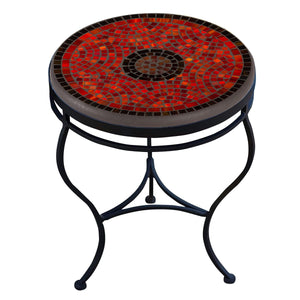 Ruby Glass Mosaic Side Table-Iron Accents