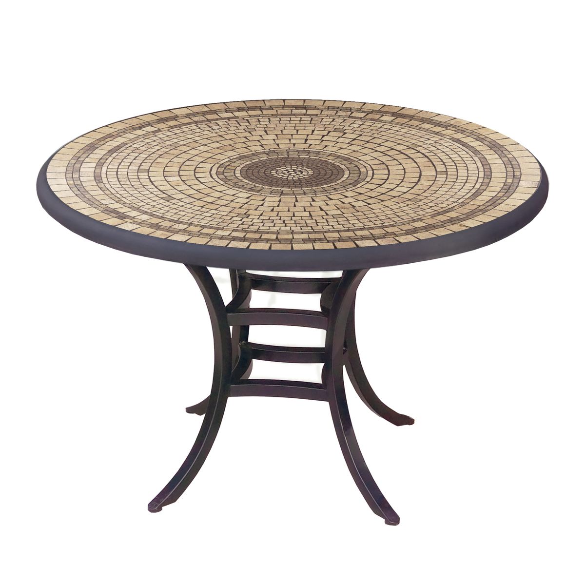 Marble Stone Mosaic Patio Table-Iron Accents
