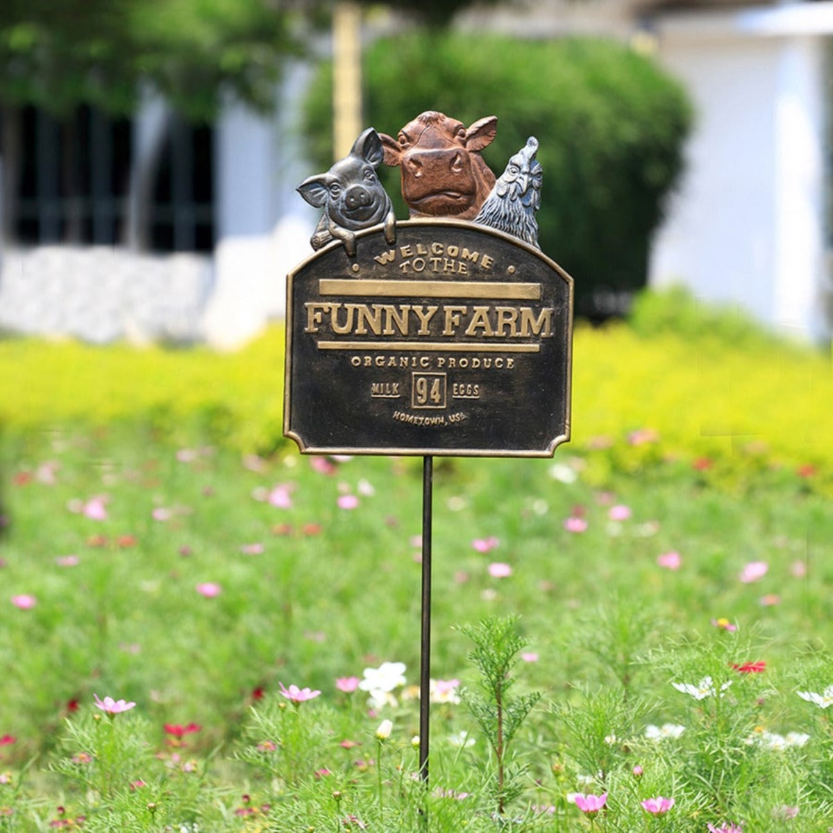 Funny Farm Garden Sign - Iron Accents