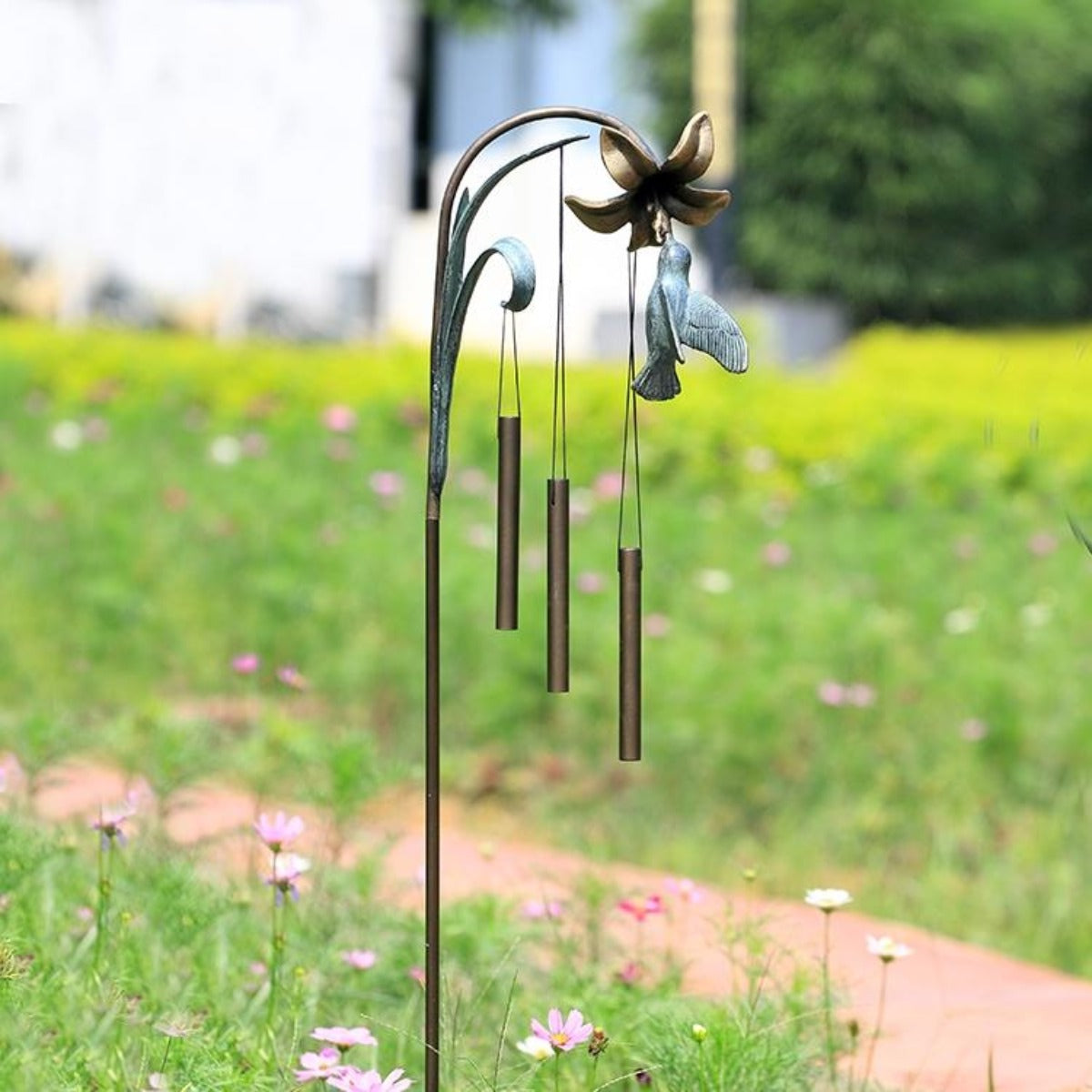Hummingbird Windbell Stake-Iron Accents