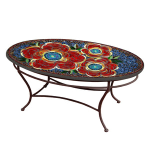 Zinnia Mosaic Coffee Table - Oval-Iron Accents