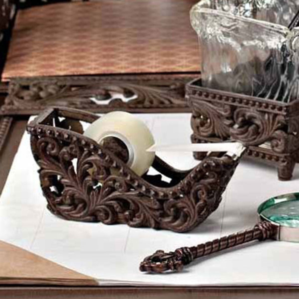 Acanthus Tape Dispenser-Iron Accents