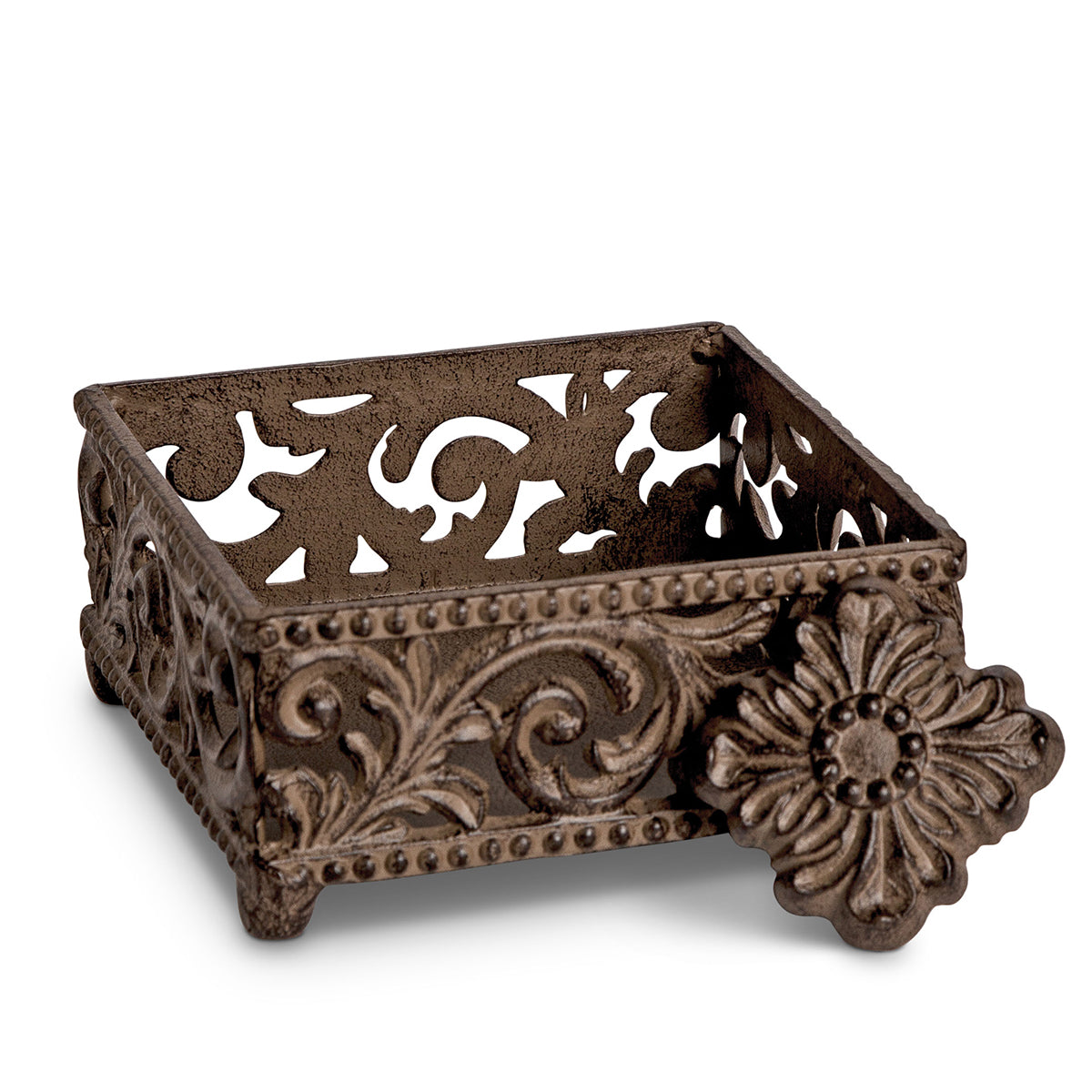 Decorative metal cocktail napkin holder