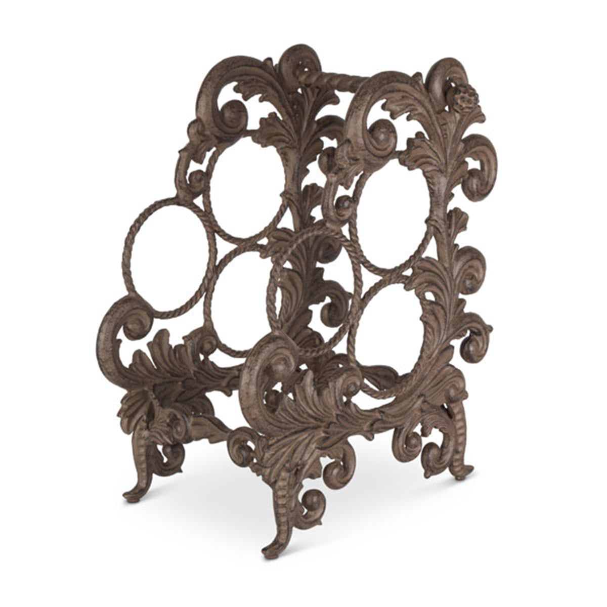 Acanthus 3-Botle Wine Holder-Iron Accents
