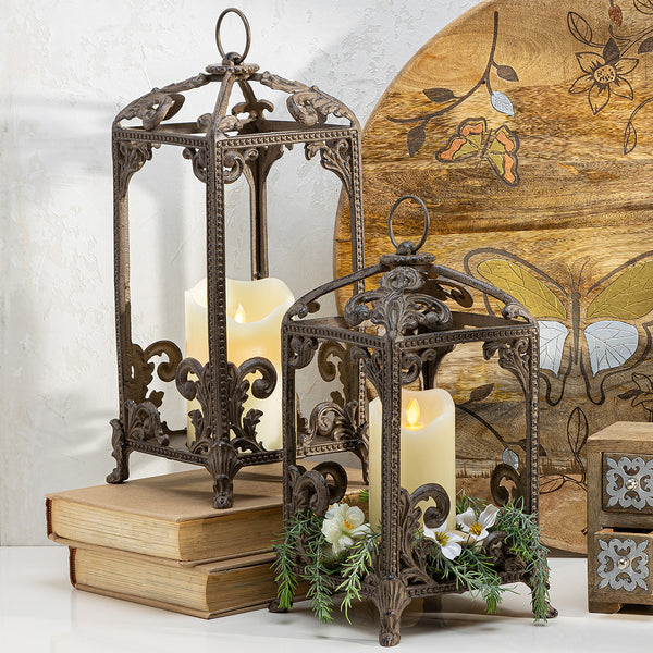 Acanthus Leaf Lanterns – Metal Candle Lanterns - Iron Accents
