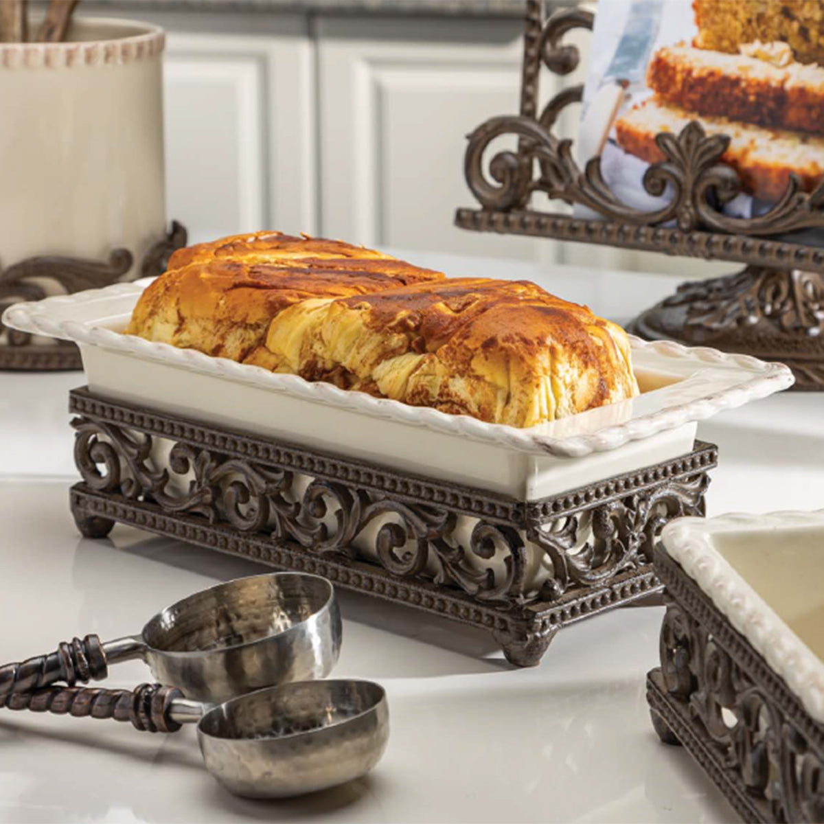 Stoneware Loaf Dish-Iron Accents