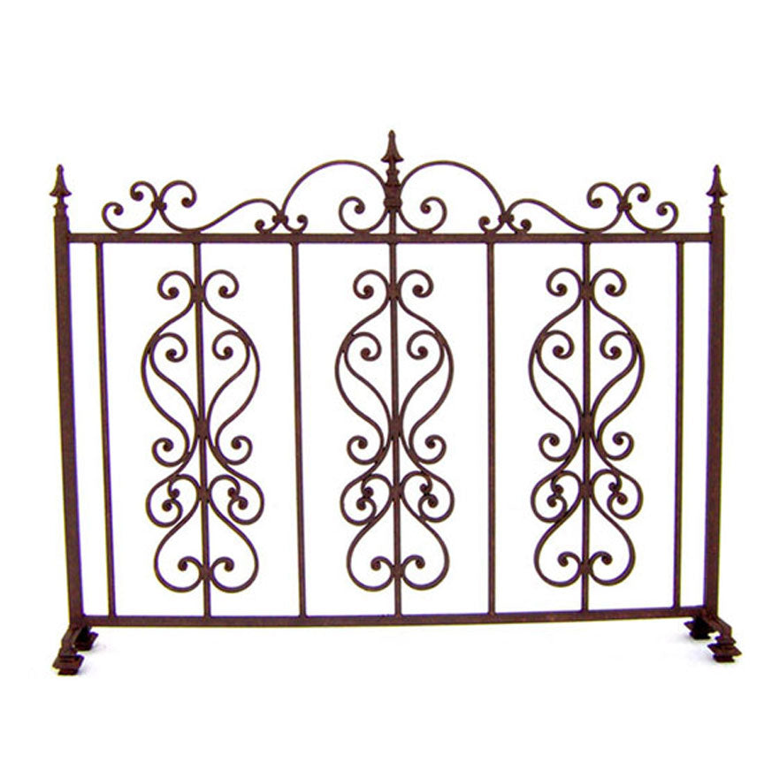 Scroll French Fireplace Screen-Iron Accents