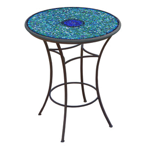 Opal Glass Mosaic High Dining Table-Iron Accents