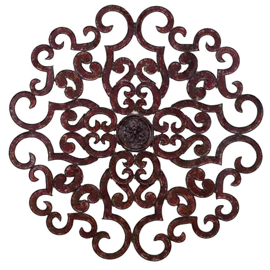 38" Scroll Wall Grill - Brown-Iron Accents