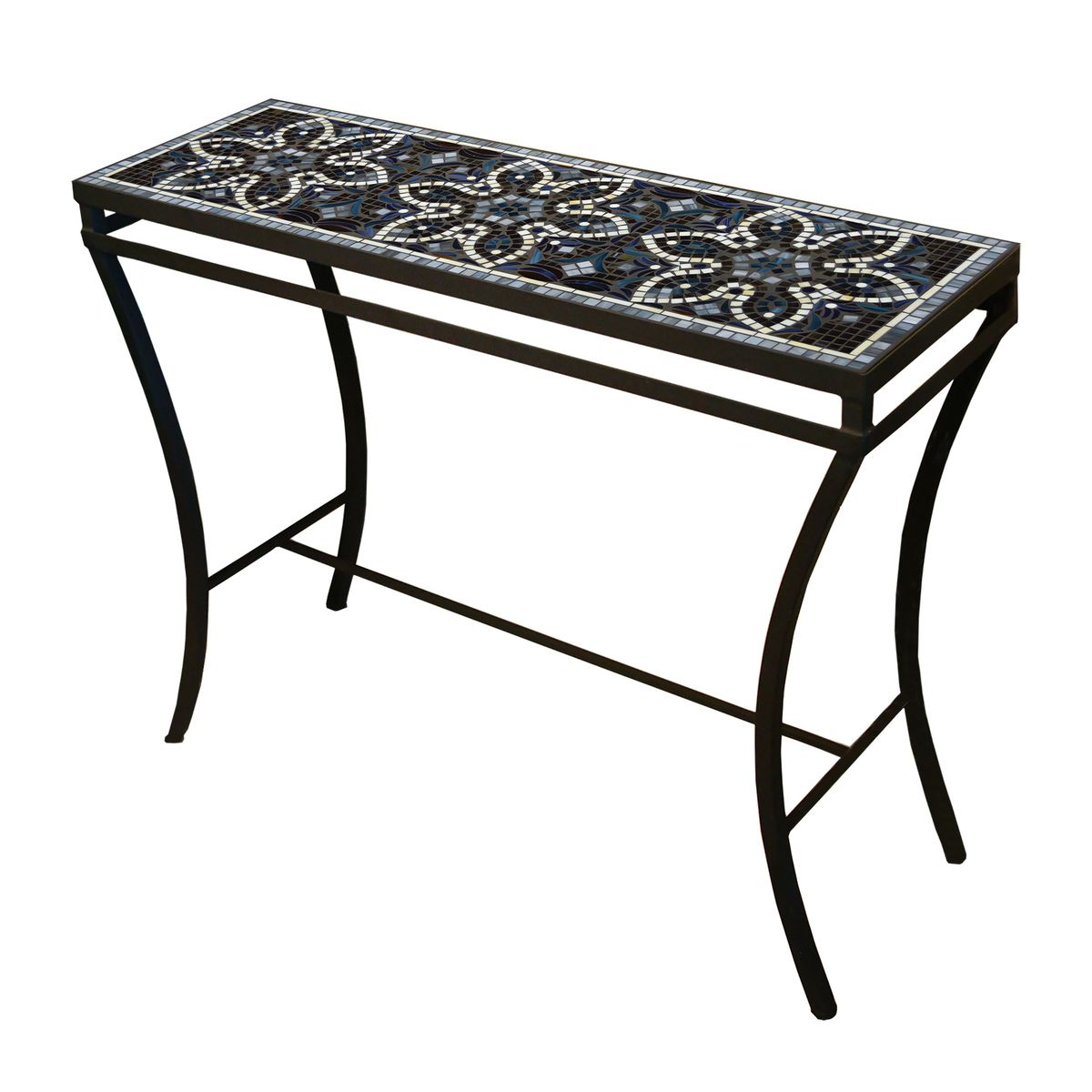 Grigio Mosaic Console Table-Iron Accents