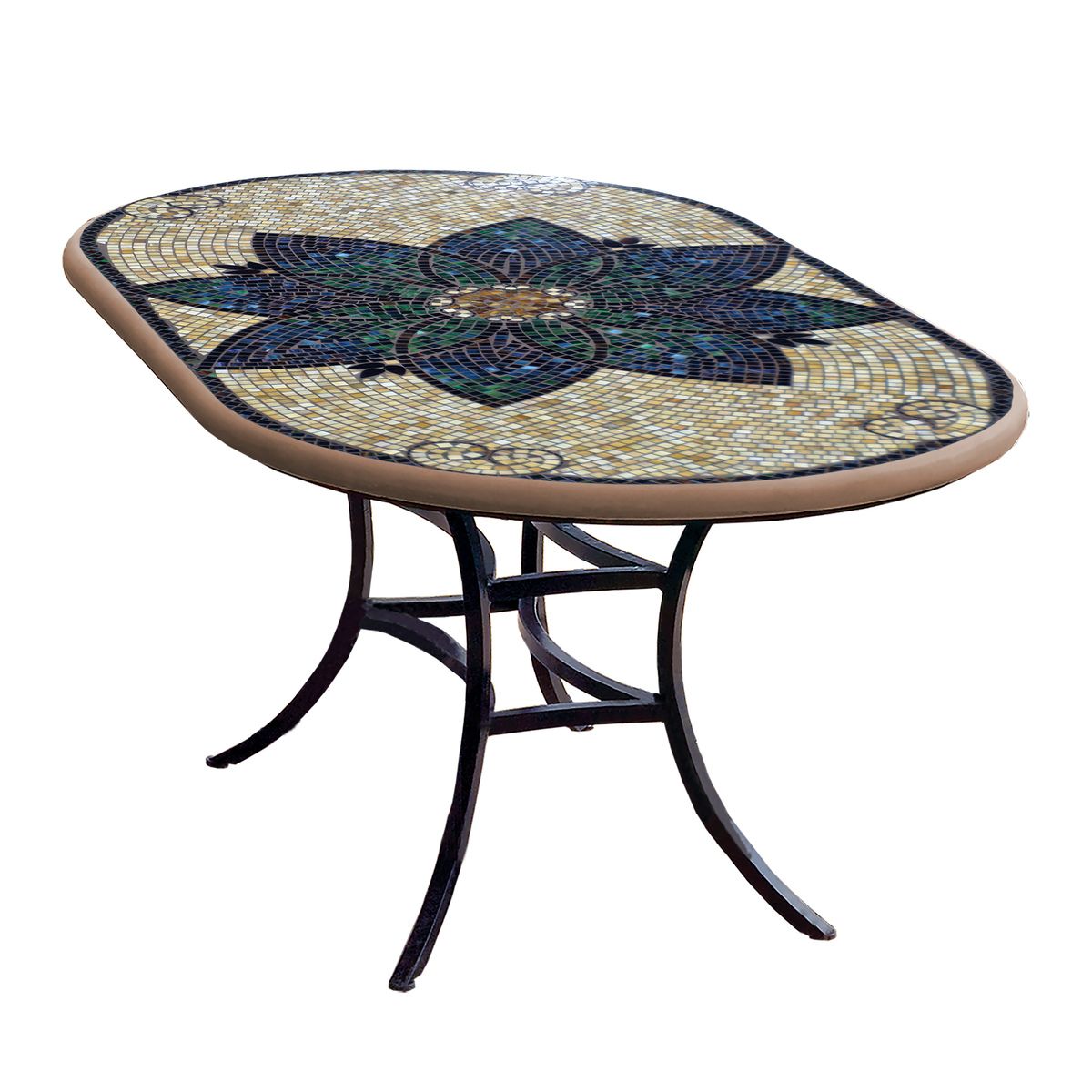 Monaco Mosaic Oval Bistro-Iron Accents