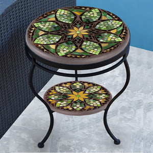 Arenal Mosaic Side Table - Tiered-Iron Accents