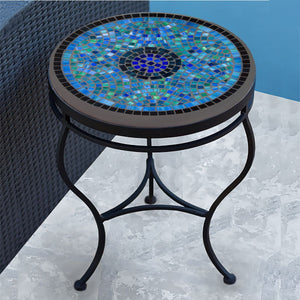 Opal Glass Mosaic Side Table-Iron Accents