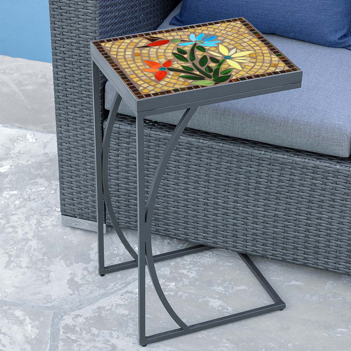 Caramel Hummingbird Mosaic C-Table-Iron Accents