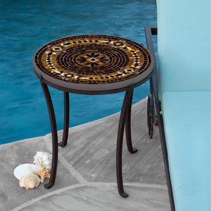 Mahogany Atlas Mosaic Chaise Table-Iron Accents